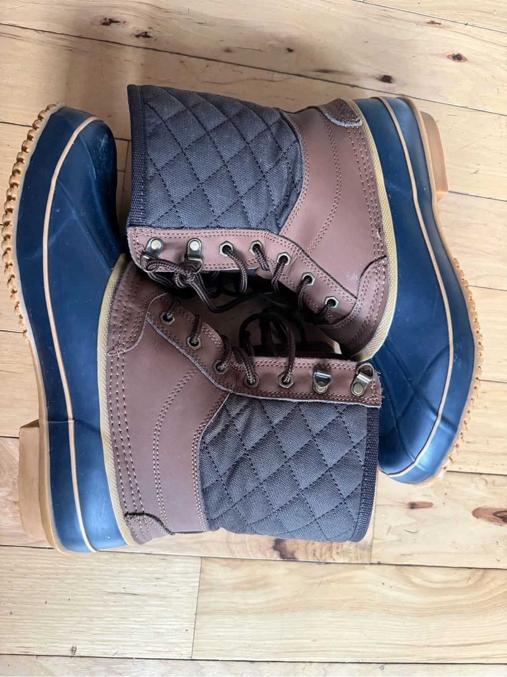 G.H. Bass & Co. Brown and Navy Waterproof Duck Boots